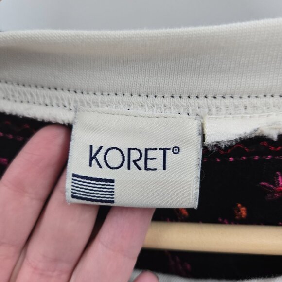 Vintage Koret Black 80s Embroidered Grandma Knit Sweater M/L - Picture 7 of 7